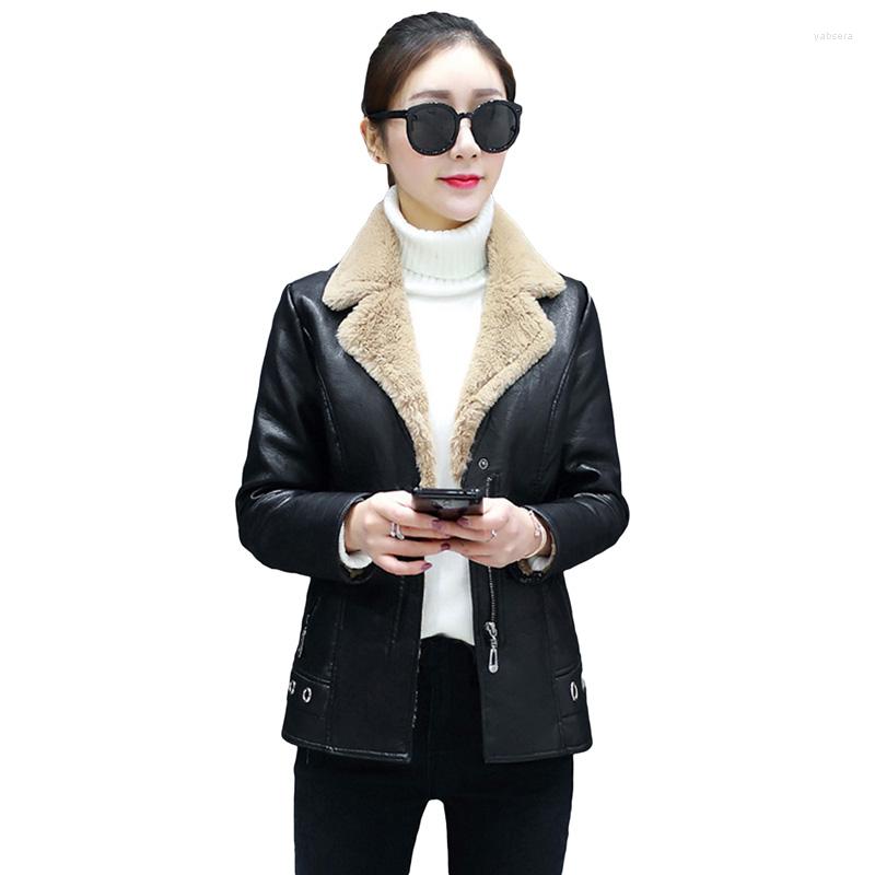 

Women' Fur Motorcycle Thicken Women Leather Jackets 2022 Winter Short Female Faux Coats Plus Size, Gray