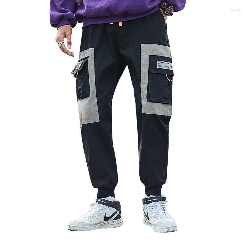 

Men's Pants ZhuZunZhe 2022 Spring Cotton Tide Brand Color Matching Overalls Men Trend Casual Sports Loose Fashion, Black gray