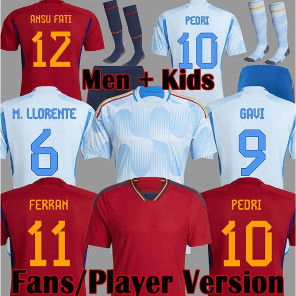 

New22/23 Spain soccer jersey PEDRI FERRAN MORATA A.INIESTA PEDRI Espana Camiseta 2022- 2023 Copa Mundial ALCACER SERGIO men women kit uniformes Fans Player version, Red