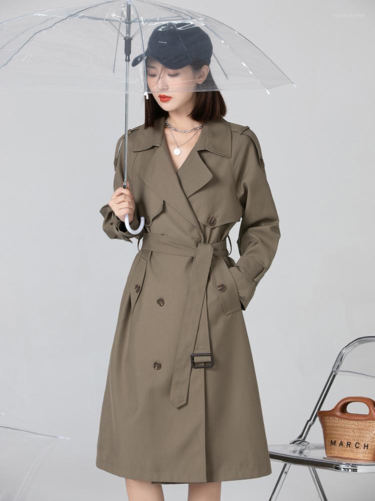 

Women's Trench Coats High End Windbreaker Women's Middle Long Style 2022 Spring Autumn Fashion Coat With Small, Beige