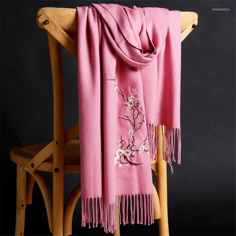 

Scarves Winter Warm Embroidery Cashmere Sjaal Scarf Women 2022 Ladies Shawl And Wrap Soild Color Pashmina Thick Capes Femme Foulard