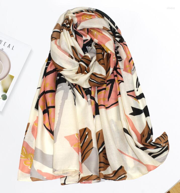 

Scarves 2022 Fashion Soft Leaf Pattern Scarf Shawls Long Beautiful Trendy Leaves Hijab Wrap