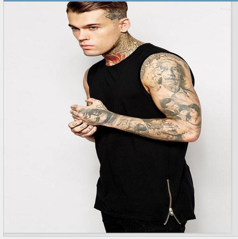 

Men's Vests -5xl 2022 Summer Sleeveless Men Vest Solid Color Basic Shirt Plus Size Clothing Rights Zhi-long Singer Costumes Top, Black