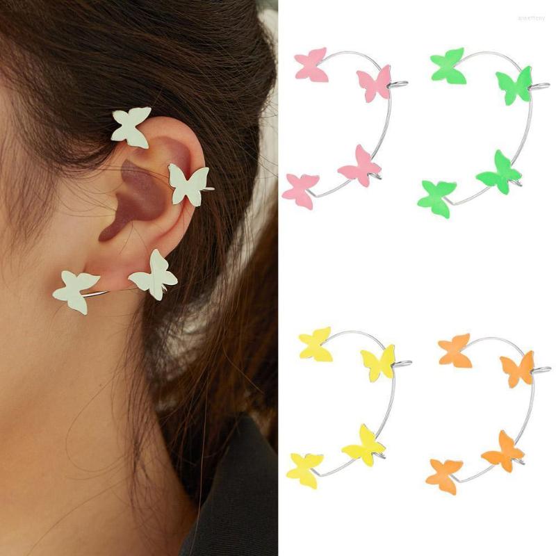 

Backs Earrings Fashion Luminous Butterfly Clip On Earring Glow In Dark Ear Cuff Non-Piercing Fake Cartilage For Women Jewelry