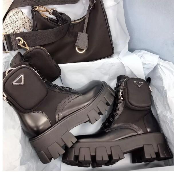 

Men Women Rois Boots Designers Ankle Martin Boot Leather Nylon Removable Pouch Bootie Military Inspired Combat Shoes Size 35-40 klp0001 Klt