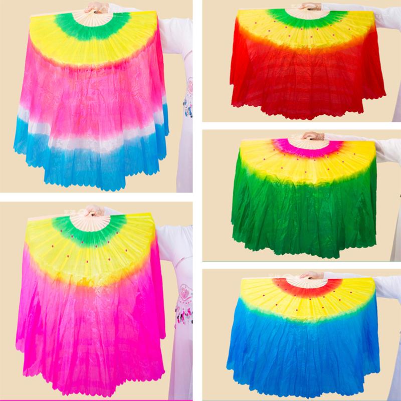 

Stage Wear Plus Size Long Veil Flowing Fan Veils Imitation Silk Performance Dance For Dancer Chinese Yangko Short Fans Hand-made Dyed, Color 10