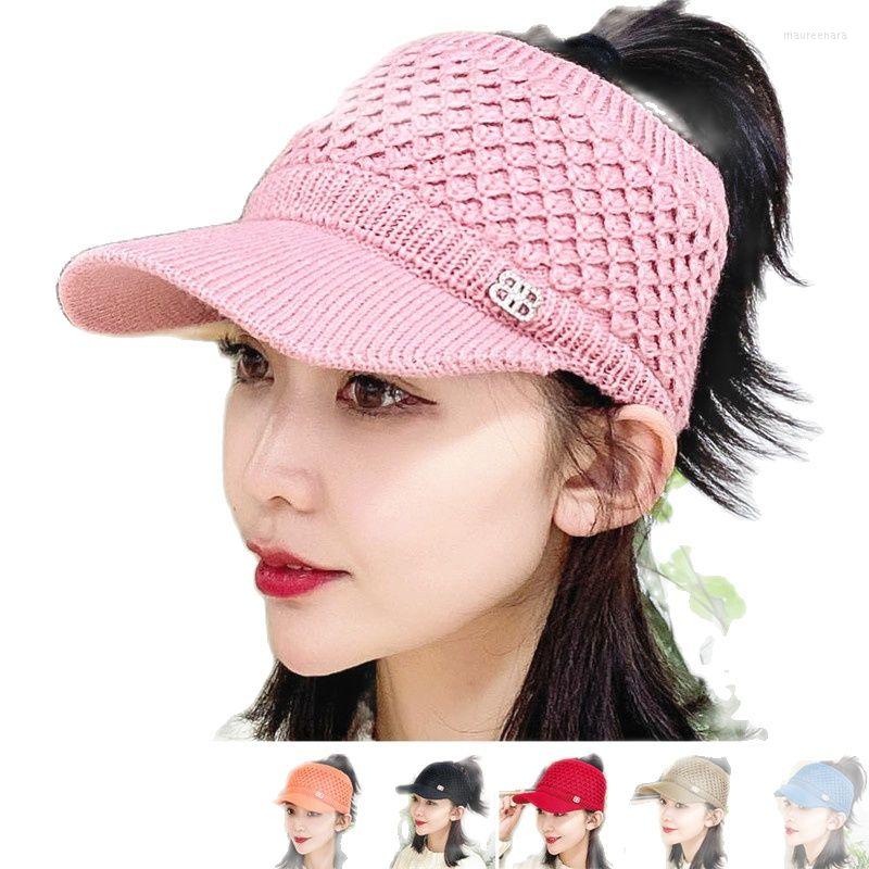 

Visors Winter Women Girls Casual Thick Warm Visor Hats Outdoor Sports Female Cycling Ski Topless Cap Gorros With Plush, Khaki