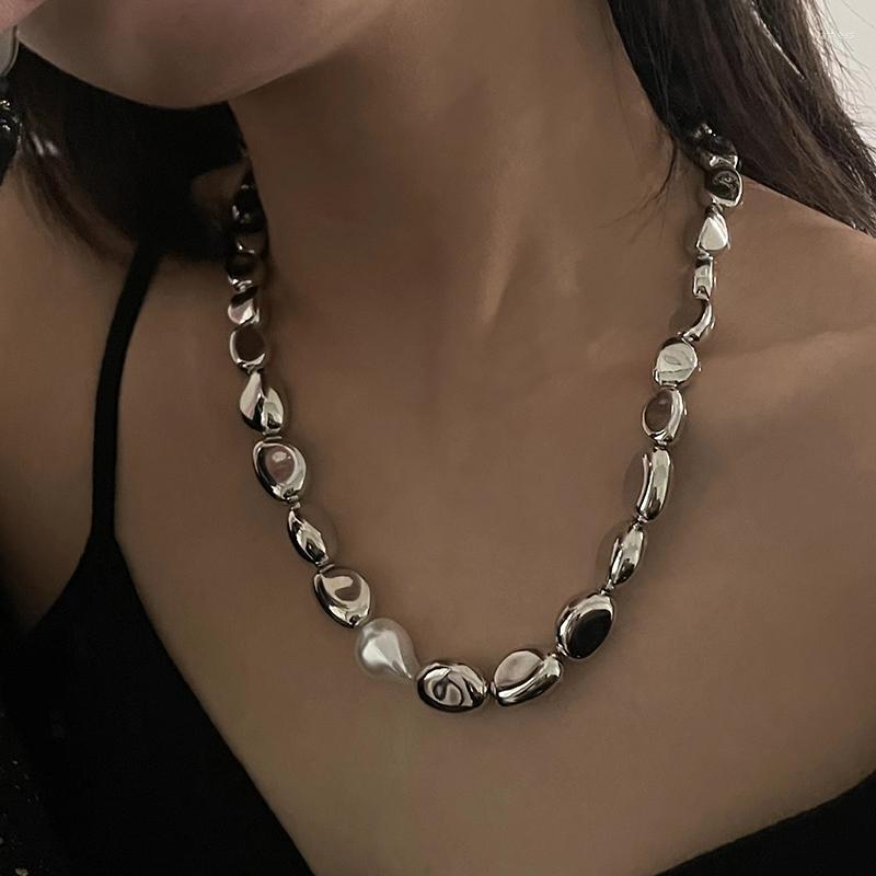 

Choker GSOLD Punk Irregular Pearl Stitching Necklace For Women Handmade CCB Beaded Collar 2022 Summer Trend Jewelry