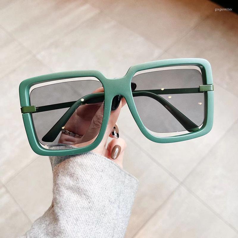 

Sunglasses Oversized Shades Women Fashion Hollow Lens Square Sun Glasses Female Vintage Colorful Eyeglasses Lentes De