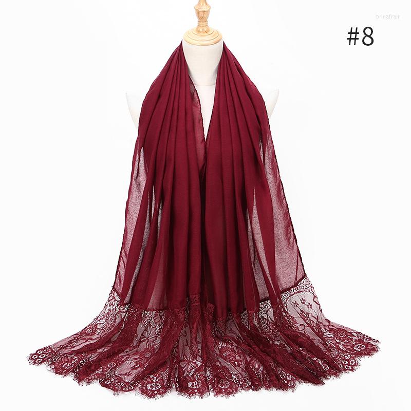 

Scarves Women Solid Lace Patchwork Scarf Girls Soft Spring Summer Thin Cape Shawl Wrap Plain Muslim Hijab Long