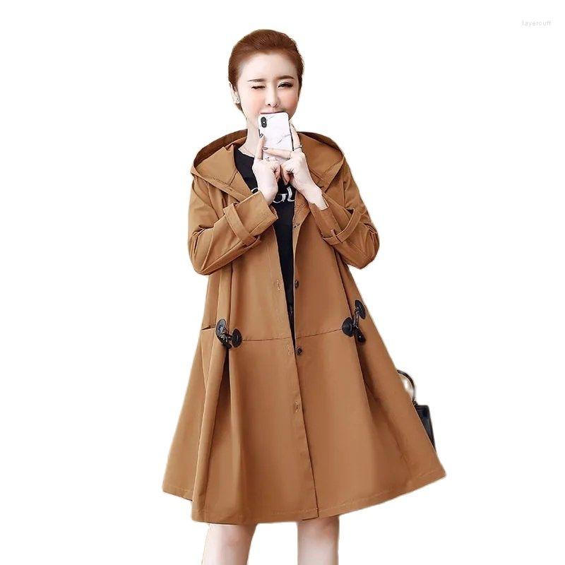 

Women's Trench Coats Mid-length Windbreaker Women's Loose 2022 Spring Autumn Women Coat Fashion Korean Cardigan Slim Hooded Jacket, Camel