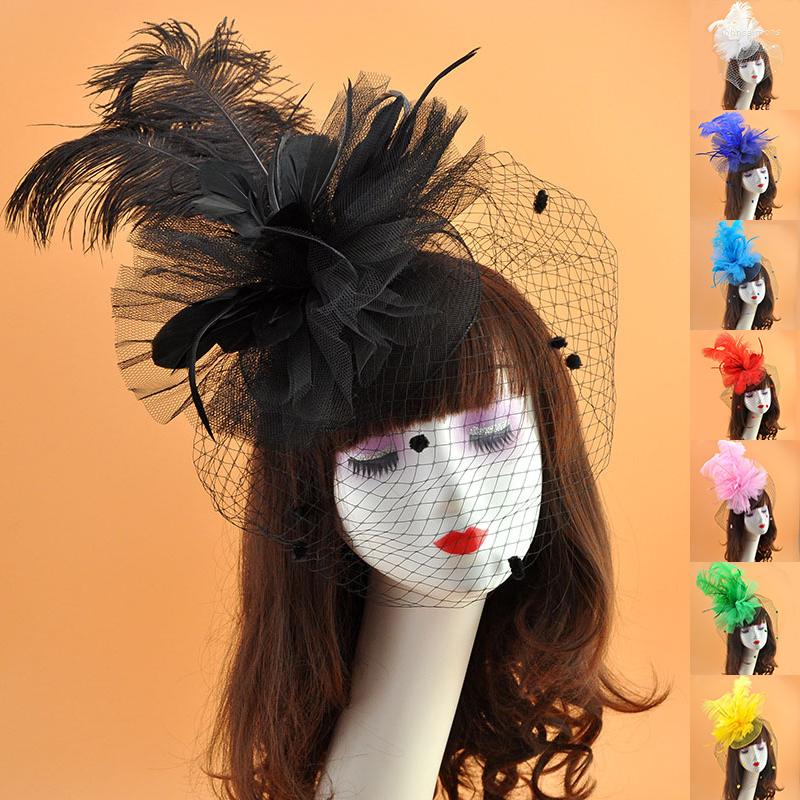 

Headpieces Feather Fascinators For Women And Girls Pillbox Hat Cocktail Church Kentucky Derby Birdcage Tea Party Wedding Face Veil