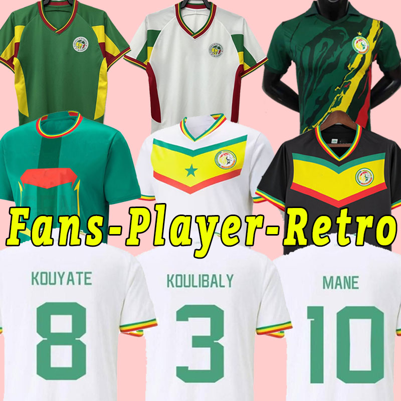 22/23 Jerseys de football du S←n←gal 2022 Coupe du monde Qatar Team nationale Koulibaly r←tro Gueye Kouyate Sarr Homme Maillot de Foot Men Versio