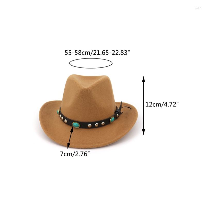 

Berets Retro Cowgirl Hat Ethnic Style Western Cowboy SunProtect Party Christmas Halloween Costume Accs Drop, Black