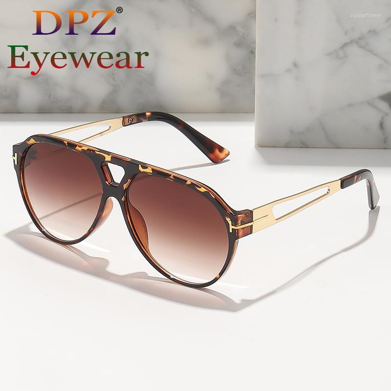 

Sunglasses 2022 Vintage Oval T For Men Fashion Alloy Driving Sun Glasses Women Chic Elegant Gradient Shades