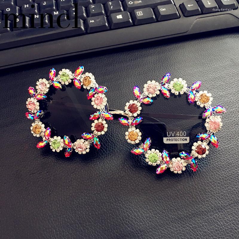 

Sunglasses 2022 Round Rhinestone Women Brand Designer Summer Luxury Crystal Ladies Diamond For NX