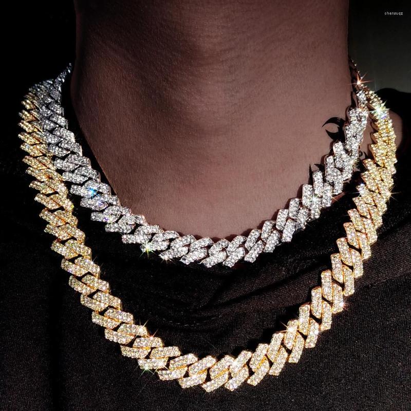 

Chains 15mm Diamond-shaped Creative Product Super Flash Full Diamond Cuban Chain Men's Necklace Miami Rap Hip-hop Bracelet