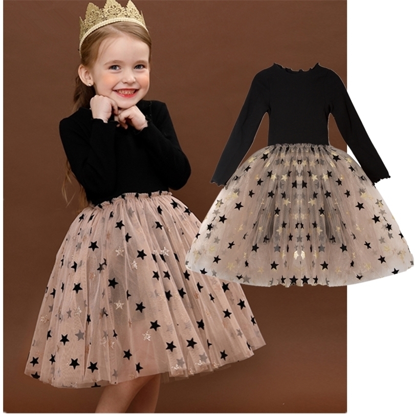 

Girls Dresses Baby Long Sleeves Sequins Star Party Princess Childrens Casual Clothing Winter Daily Clothes Vestido Infantil 221107, As photo