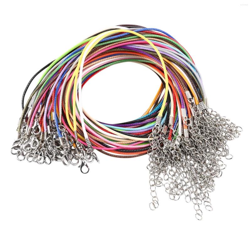 

Keychains 50Pcs 18 Inch Waxed Cotton Necklace Cord With Lobster Claw Clasp For DIY Jewelry Making Mix Color