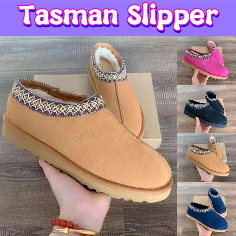 

2023 New australia designer boots Tasman slippers fur slides Classic Ultra Mini platform snow Boot women slipper Chestnut tazz suede sheepskin winter Ankle booties, Black national style
