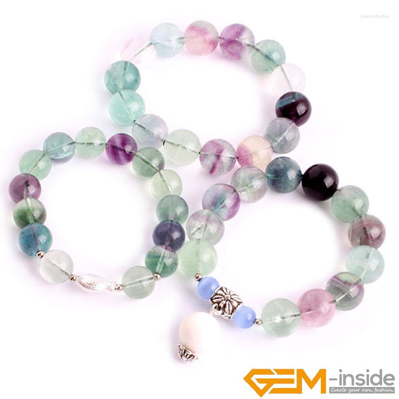 

Strand Charm Bracelets Natural Fluorite Bead Bangle Women Yoga Bracelet Fashion Chakra Stone Jewelry Healing Crystal Friendship Pulsera