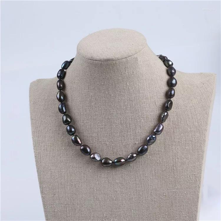 

Choker Simple Design 8-9mm Black Baroque Pearl Necklace For Women Gift