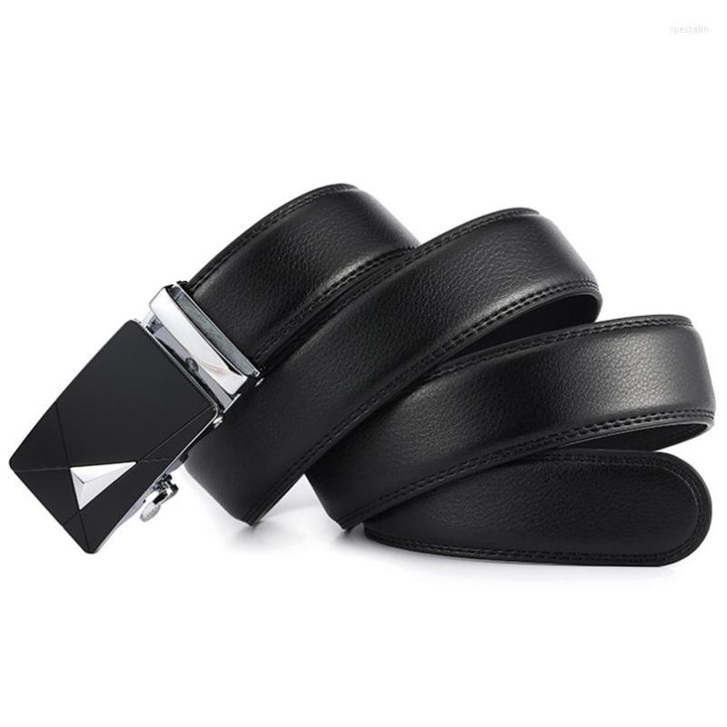 

Belts Men Fashion Leather Automatic Buckle Belt Designer Business 105-130cm High Quality Adult Trousers, Black