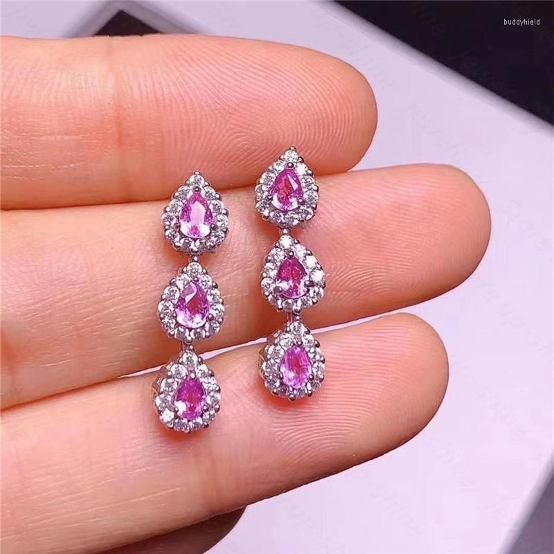 

Dangle Earrings Natural Pink Sapphire 925 Silver Women's Fresh And Simple Design