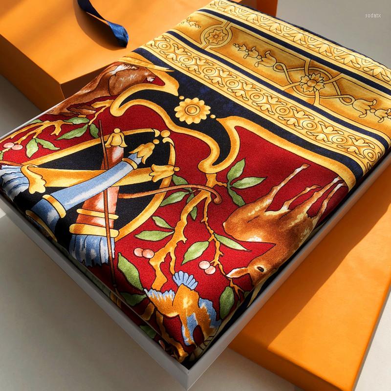 

Scarves LUXURY Fashion Silk Scarf For Women Female Spring Autumn All-Match Heavy Mulberry Large Square Shawl