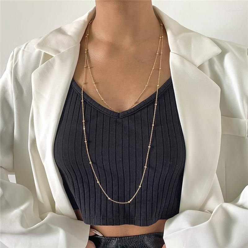 

Chains Simple Round Bead Chain Choker Necklace For Women Vintage Fashion Geometric Double Layer Hip Hop Clavicle Girl Jewelry