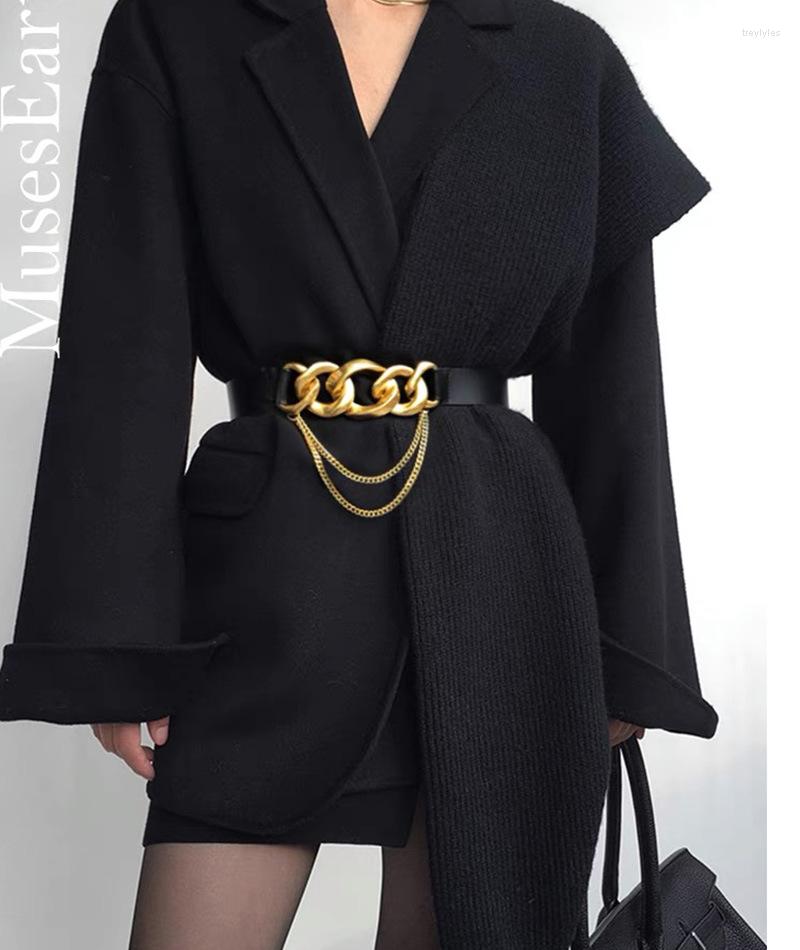 

Belts Metal Chain Women's Belt Designer's Product Luxury Fashion Decorative Suit Sweater Waist Retro Seal Black