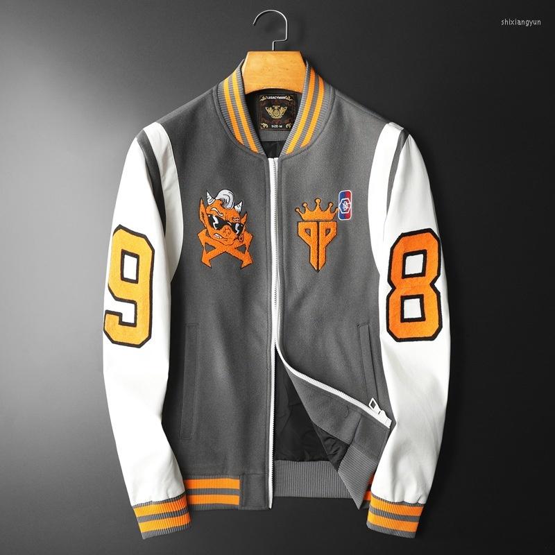 

Men's Tracksuits Baseball Men's 2023 Autumn Winter Trend Slim Skull Letter Embroidered Jacket Fashion Casual Men, Gray