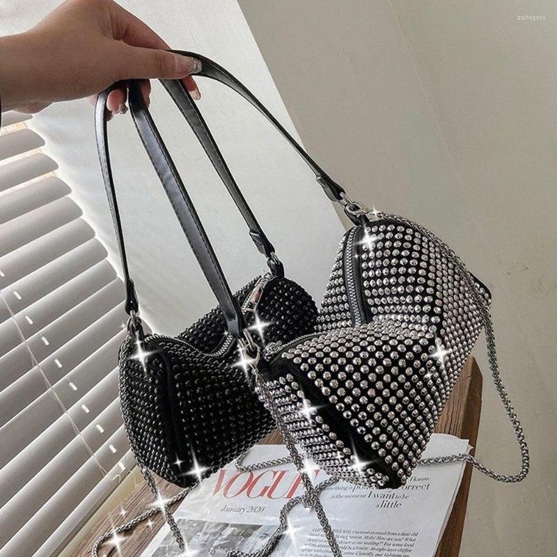 

Evening Bags Brand Women Fashion Rhinestone Crossbody Shining Party Clutches Storage Totes Shoulder Chain Handbags, Black
