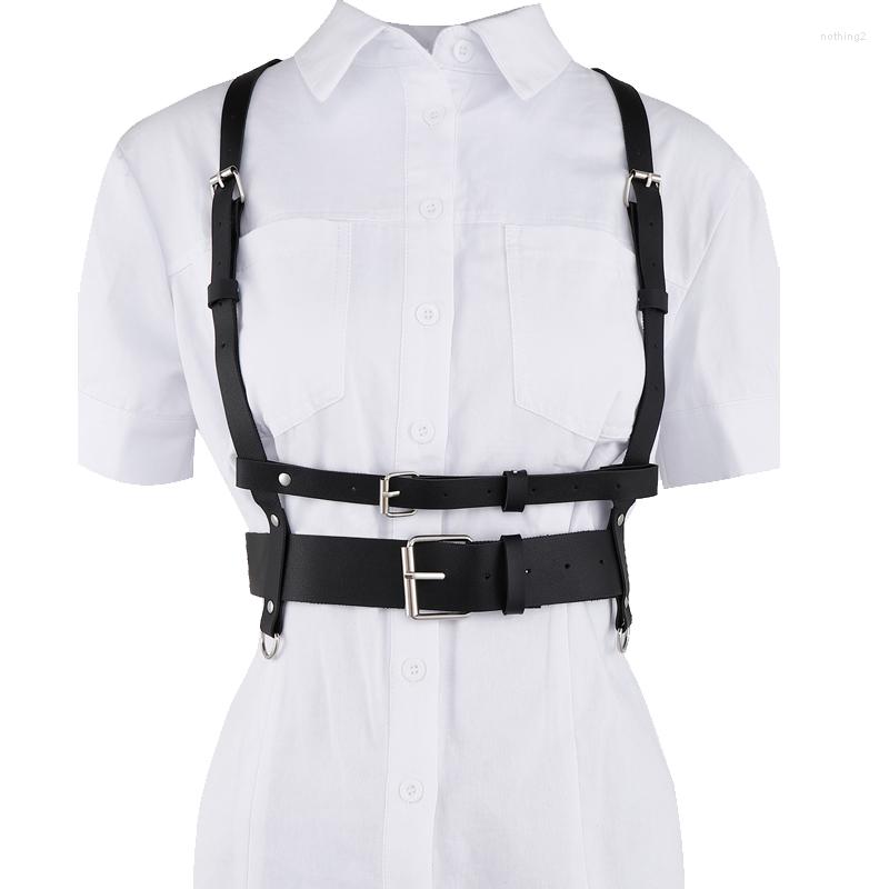 

Belts 2022 Fashion Punk Leather Harness Belt Strap Girdle Sexy Women Handmade Decorative Shirt Dress Vest, Black