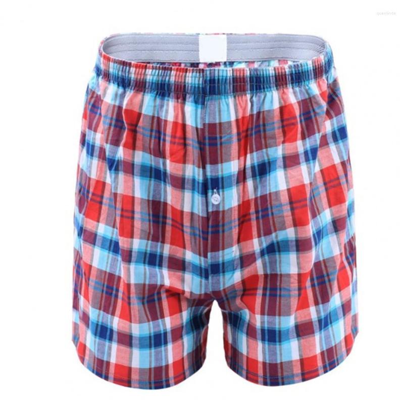 

Underpants Men Boxers Plaid High Waist Casual Great Stitching Briefs For Sleeping, Random color