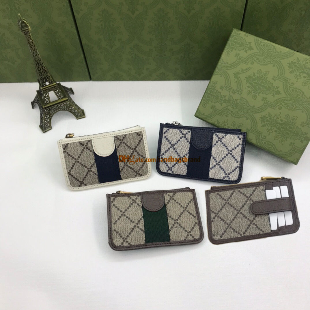 

671723 Newest top quality italy Ophidia card holders men double g wallet luxury designer leather classic retro purse Mini Bank Card bag zero wallet
