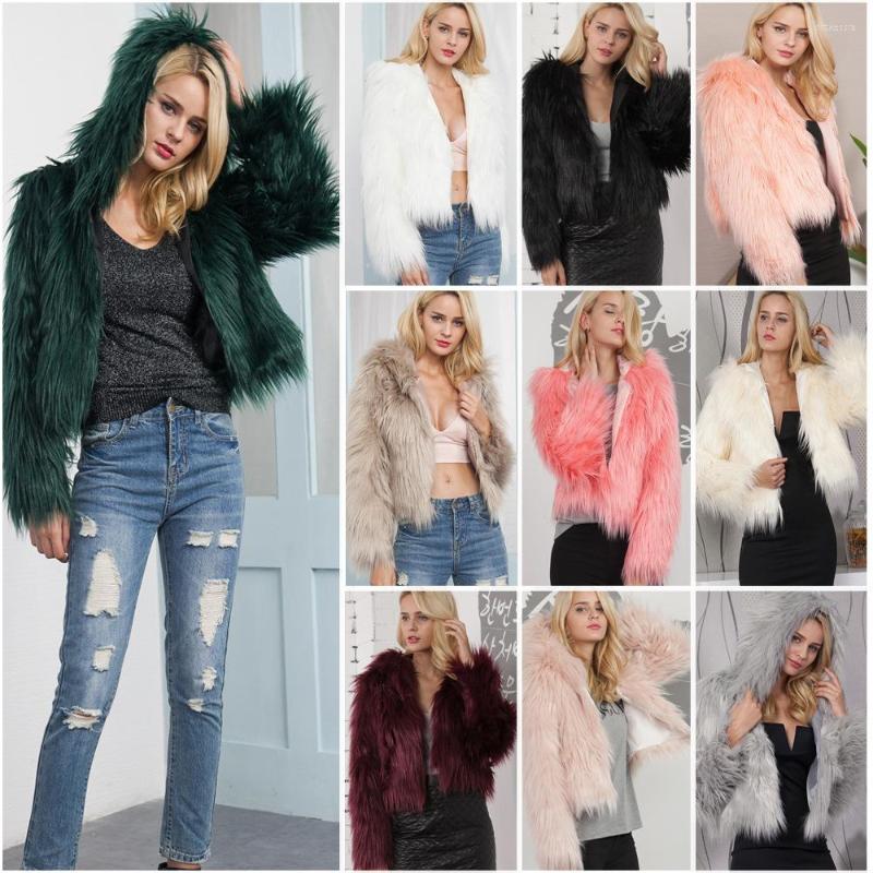 

Women' Fur RoRoDox Women Fashion Hodded Warm Faux Coat Long Short Jacket Outerwear, Beige