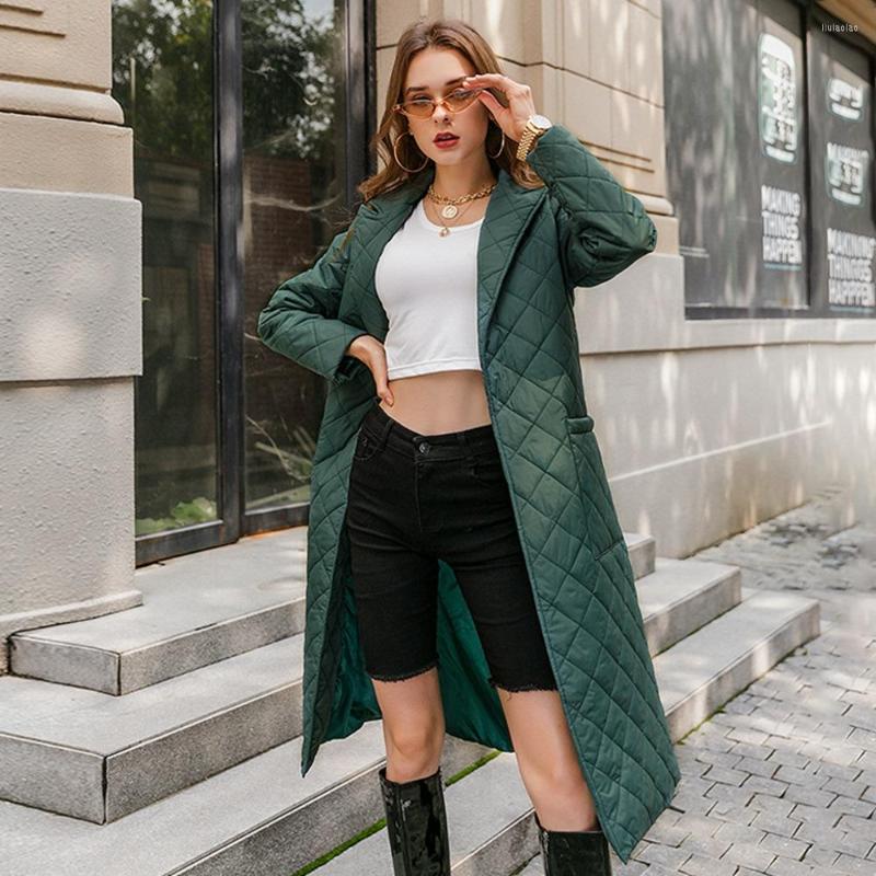 

Women' Trench Coats Women' Ppadded Jacket Coat Winter Long Over-The-Knee Diamond Plaid Fashion Comfortable And Warm, Black