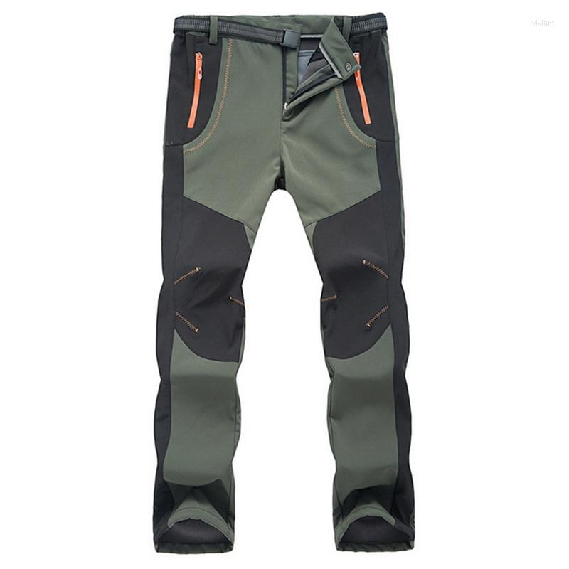 

Men' Pants Men' Thick Warm Casual Stretch Winter Soft Shell Waterproof Fleece Trousers Windproof Tactical Military Cargo Work, Black orange