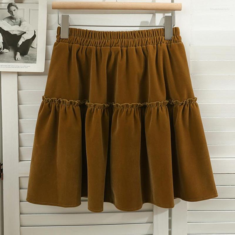 

Skirts Autumn Winter Vinatge Mini Womens High Waist Ruffle Pleated Skirt Preppy Style Saia Mujer Jupe Femme, Black