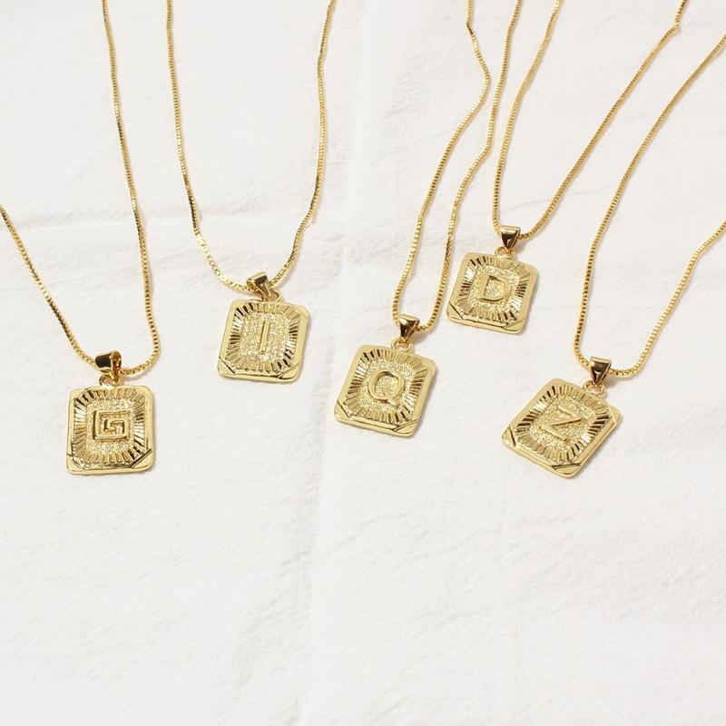 

Pendant Necklaces Golden Initials Name Necklace Women's Square Letter Charm Box Chain Couple 2022