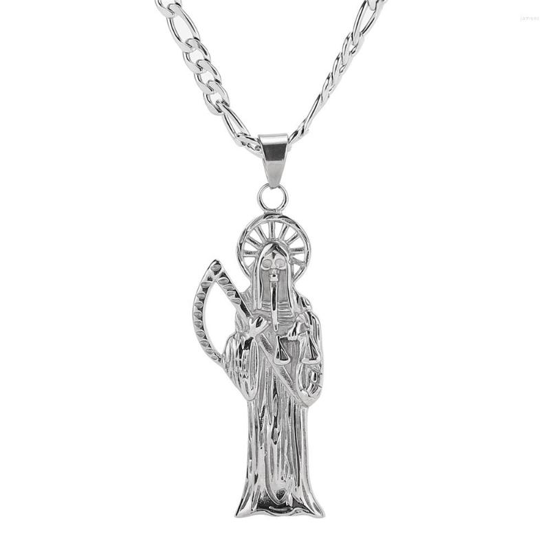 

Pendant Necklaces High Quality Skeleton Jewelry Polish Stainless Steel Santa Muerte Charm Chains Necklace DIY Making Findings