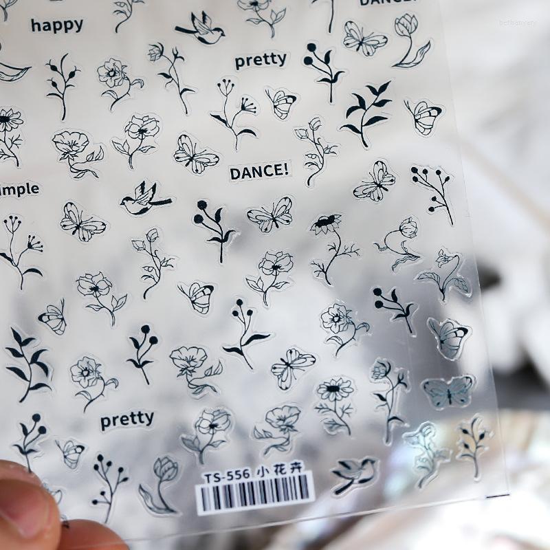 

Nail Stickers Black White Flowers Butterfly 3D Adhesive Art 5D Soft Embossed Reliefs Decals Designs Wholesale Drop, Mp1080ts639
