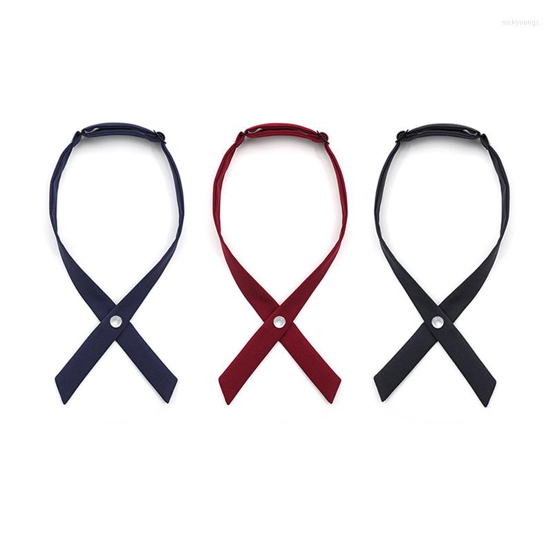 

Bow Ties Adjustable Cross Girl Student Uniform Tie Solid Small Color JK