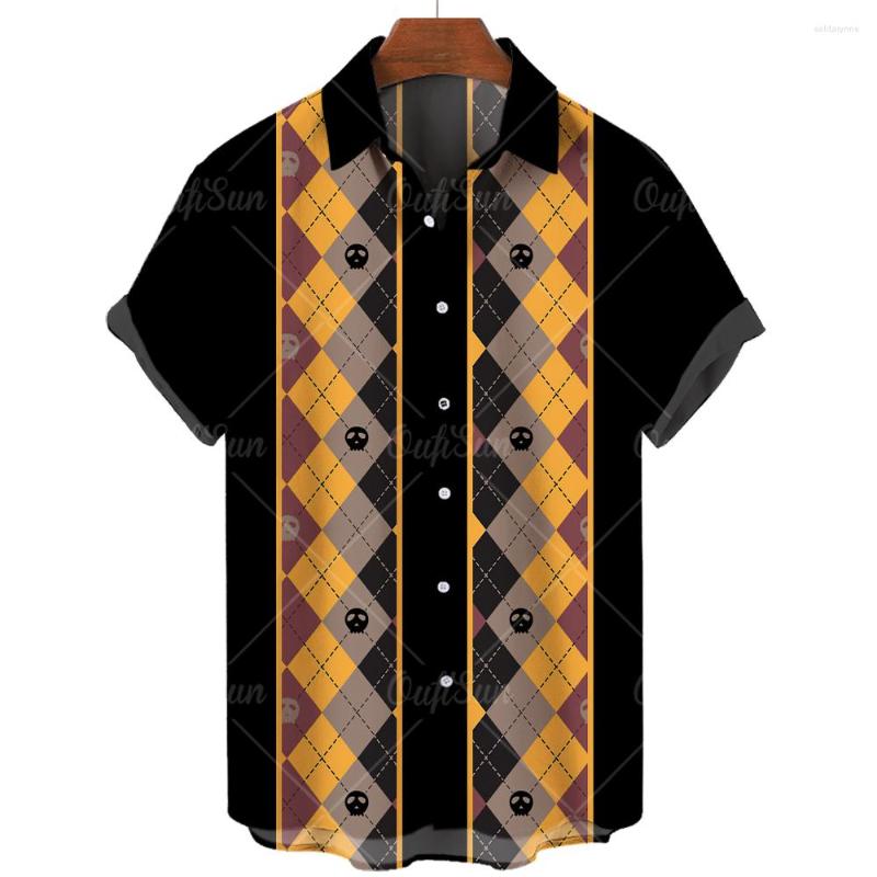 

Men's Casual Shirts Summer 2022 Men's Diamond Plaid 3d Shirt Hawaiian Style Short Sleeve Lapel Single Breasted Fashion Top Oversized, Zl-2753