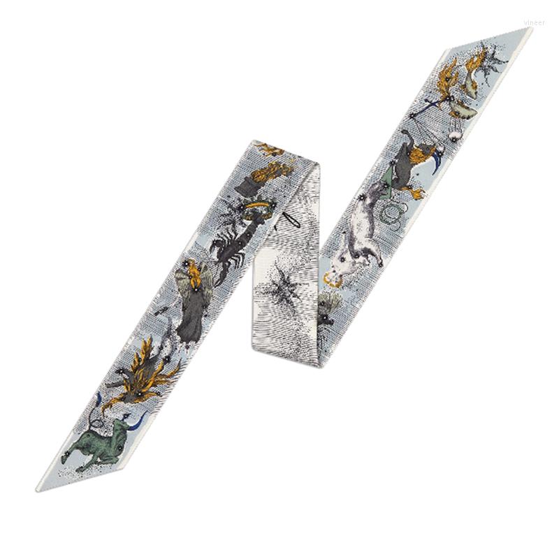 

Scarves 12 Constellations Scarf Women Bag Skinny Design Silk For Ladies Foulard Wrist Towel Neckerch