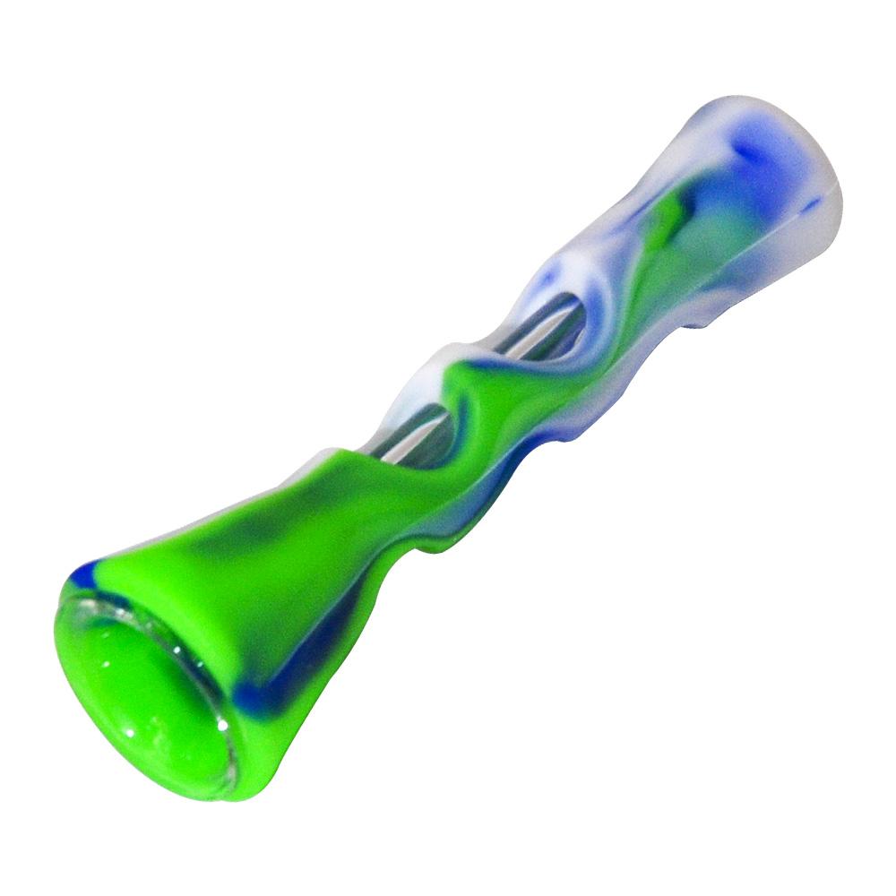 

smoke accessory tobacco smoke pipe Horn Shape FDA Silicone Glass Smoking Herb Pipe 20MM One Hitter Hand Spoon Pipes Accessories bong dab rig