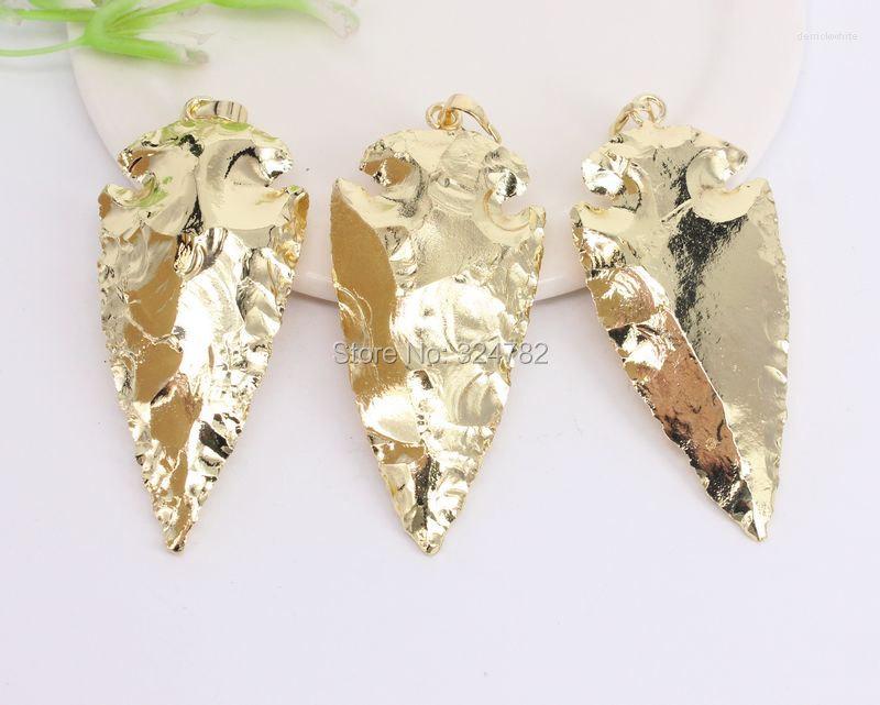 

Pendant Necklaces 5pcs Full Gold Color Arrow Shape Nature Gem Stone For Jewelry Making