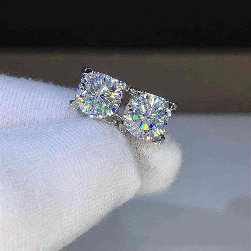 

Stud Earrings 4CT D Color Brilliant Round Cut Diamond Earrings 14K White Gold Plated Sterling Silver Ear Stud Unisex 2201152742