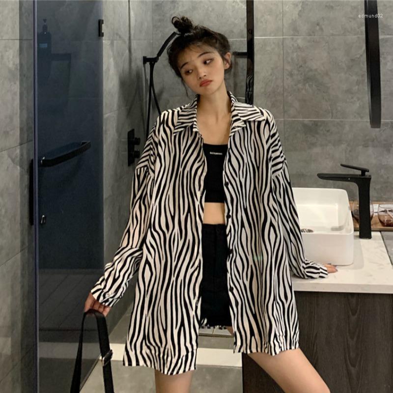 

Women' Blouses WERUERUYU Loose Korean Clothes Zebra Pattern Off Shoulder Women' Clothing Tops Fashion Brand Summer Sunscreen Shirts, Navy blue